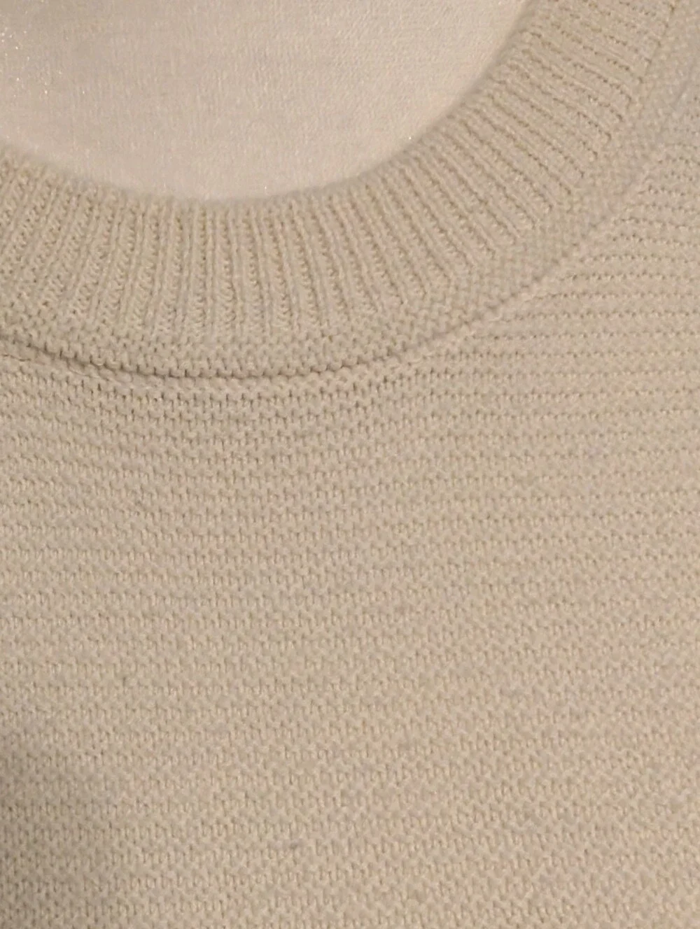 J. Crew Women's Crewneck Sweater in Cream with Horizontal Texture at The Sides
